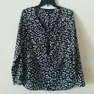 Black and White Leopard Blouse